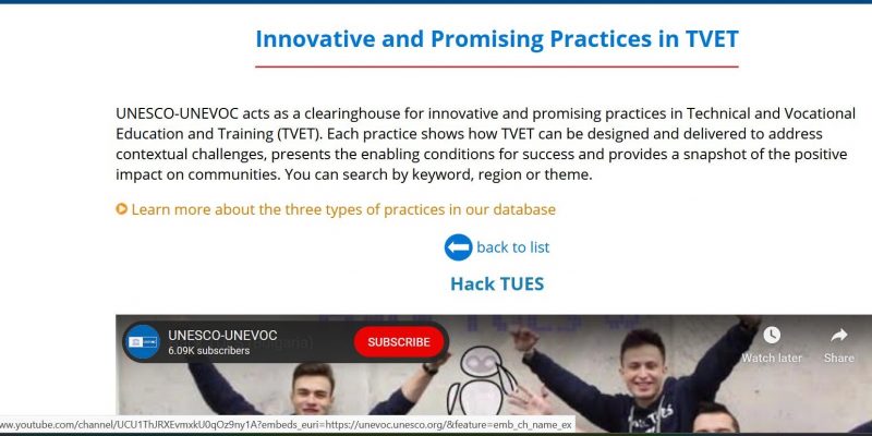 Hack TUES намери своето място сред иновативните и обещаващи практики на ЮНЕСКО в сферата на Техническо и професионално образование и обучение ✨